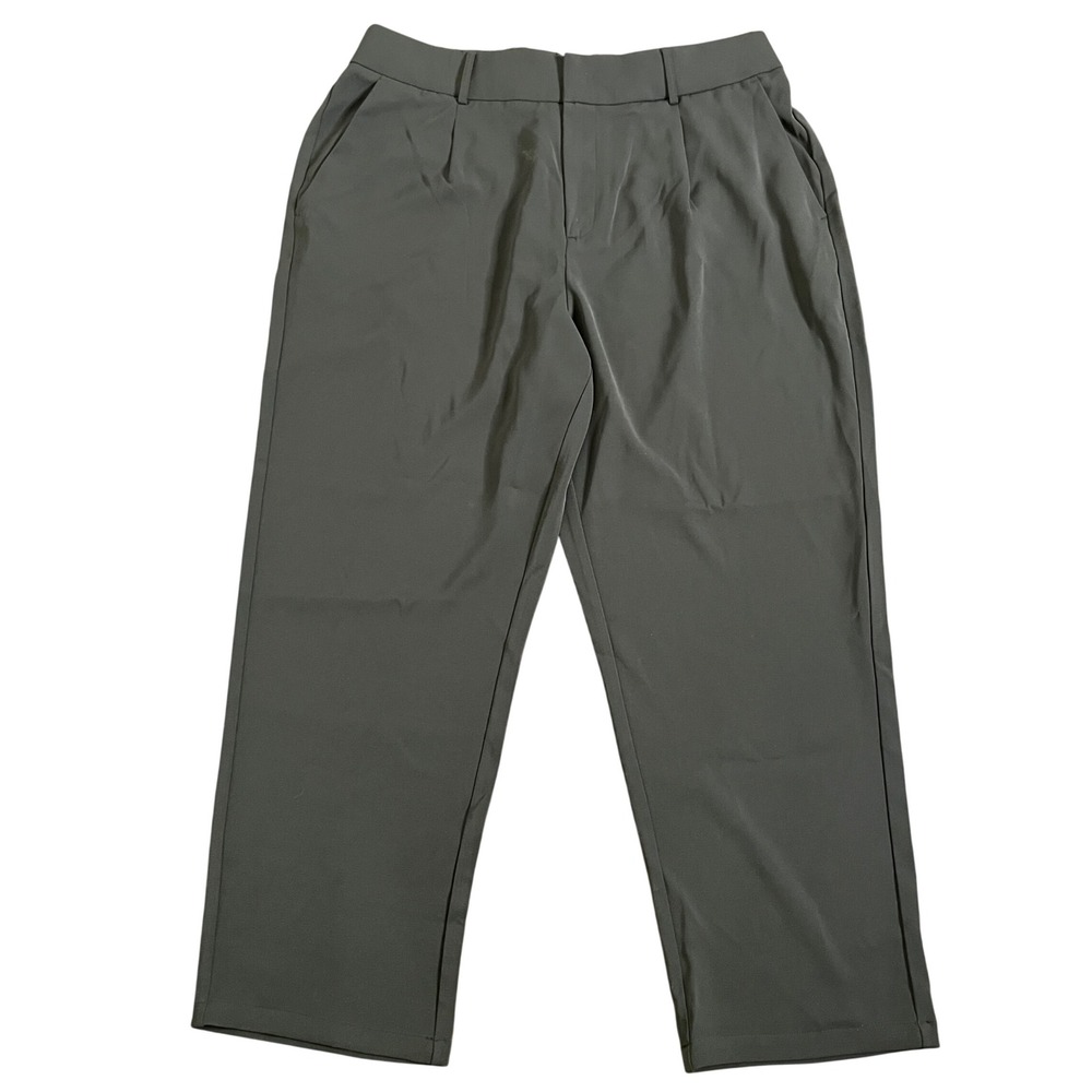 Halara High Waisted Pocket Solid‎ Work Tapered Pants Size XL Ankle Black Pleated
